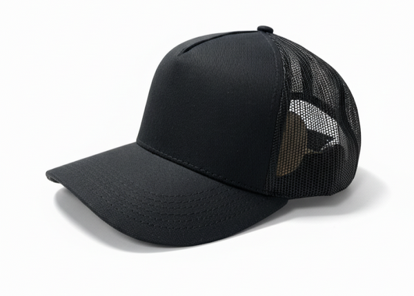 Gorra Trucker Nalcop 5p Negra con Correa Plastica Diente Entero