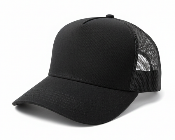 Gorra Trucker Nalcop 5p Negra con Correa Plastica Diente Entero