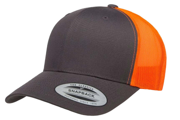 Gorra Flexfit Trucker Snapback 6606T Charcoal / Neon Orange