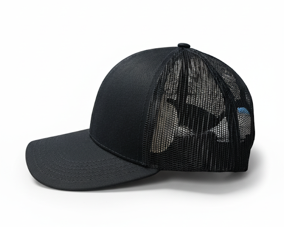 Gorra Trucker Nalcop 6p Negra con Correa Plastica Diente Entero