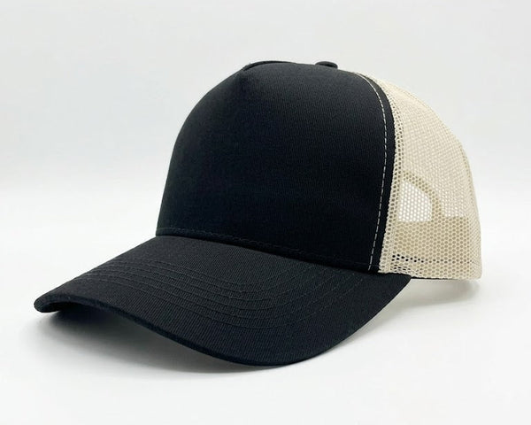 Gorra Nalcop 5p Negra Trucker Beige Diente Entero