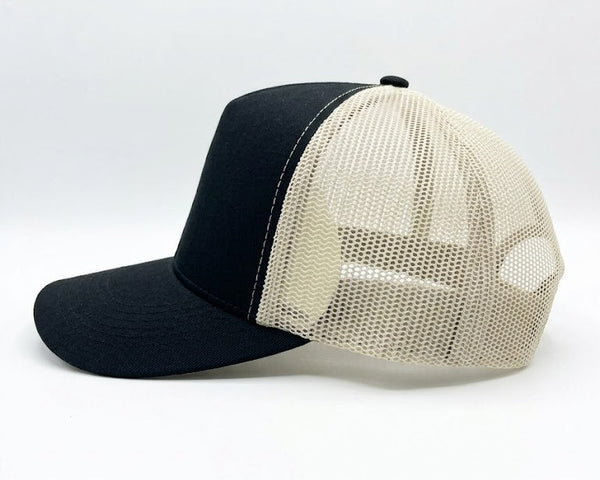 Gorra Nalcop 5p Negra Trucker Beige Diente Entero