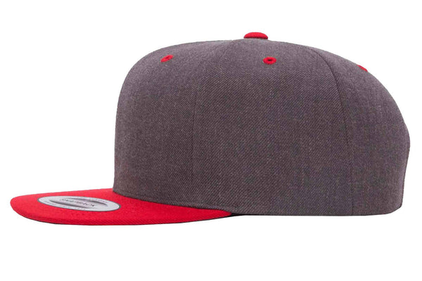 Gorra Snapback Plana 6089MT 6 Paneles Dark Heather / Red